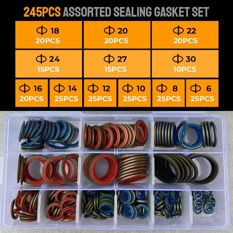 Cilifer®100pcs/ 245pcs Assorted Sealing Gasket Set 01