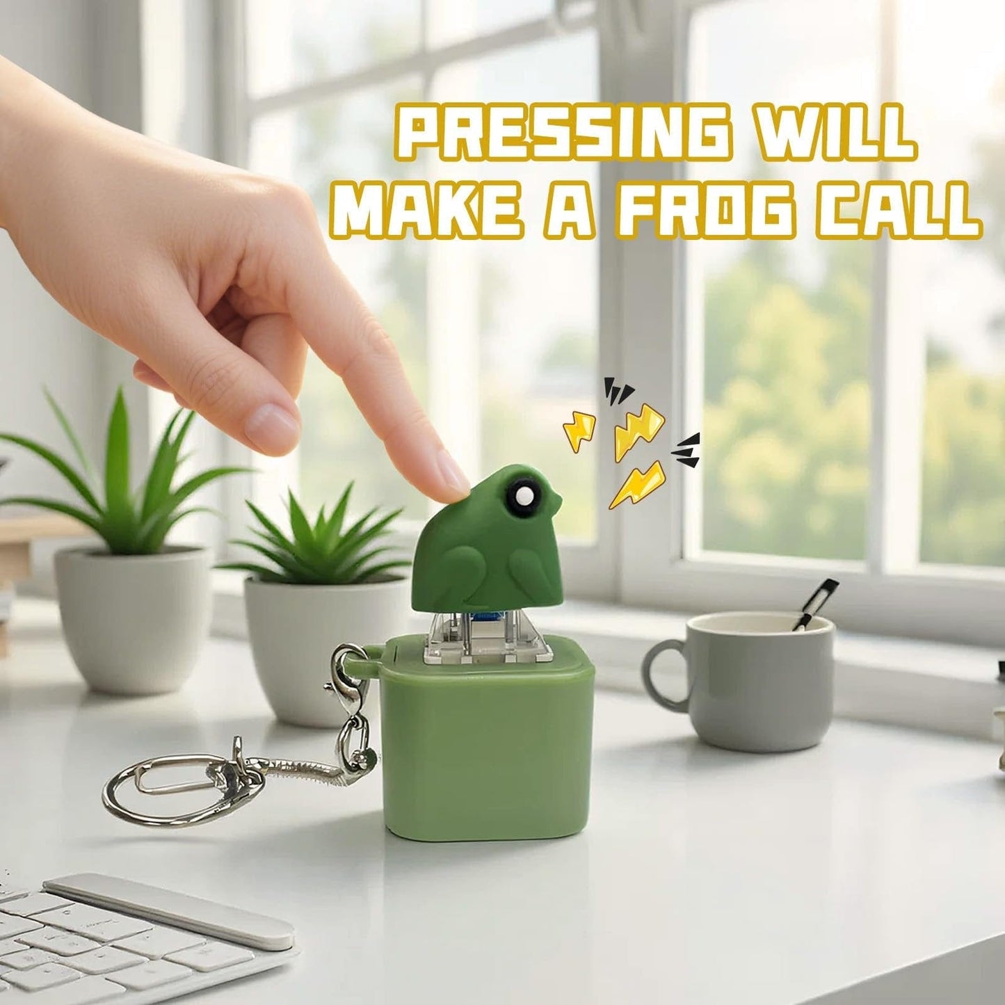 Cilifer®Frog Croaking Fidget Toy - Rechargeable Frog Croaking Keychain. Frog Croaking Stress Reliever with Colorful Lights. Fun & Portable Anxiety Relief Toy
