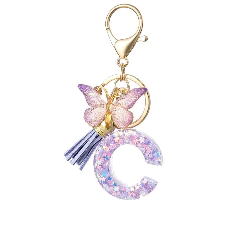 Cilifer®Butterfly Letter Keychain Tassel Design Vibrant Durable Lightweight Gift