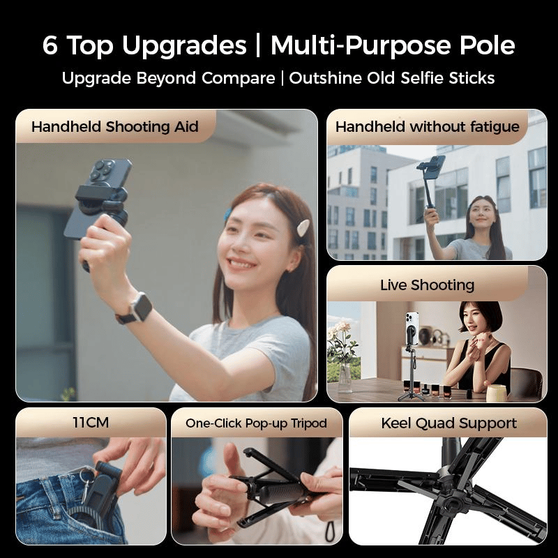 CZTICLE®4-i-1 Multifunktionell 360° Rotations Magnetisk Selfie-pinne