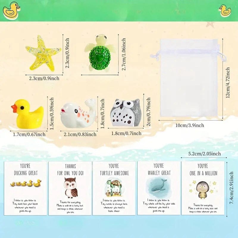 Cilifer®20 Sets Employee Appreciation Gifts – Funny Resin Animals with Thank You Cards (60 Pieces)