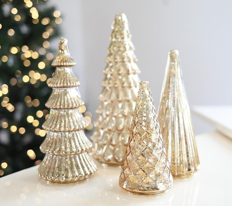 Cilifer®BFF Collection Set of 5 Illuminated Mercury Glass Trees