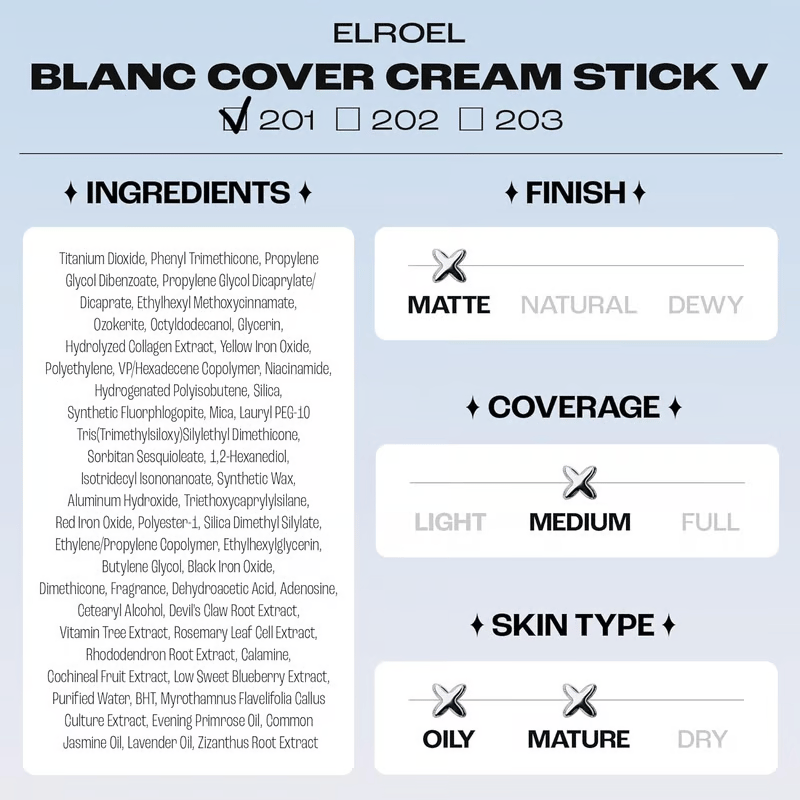 LUHAKA® Cream Stick V White Korean Color-Changing Foundation Stick with Volufiline