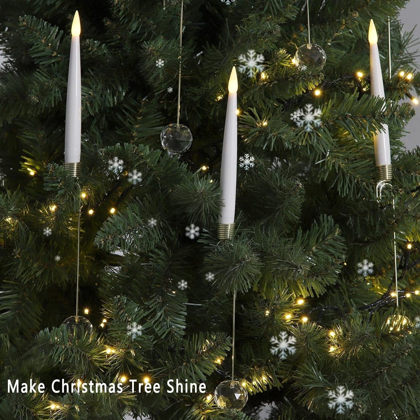 CZTICLE®🎄Christmas Tree Led Candles with Clear Crystal Ball Hook