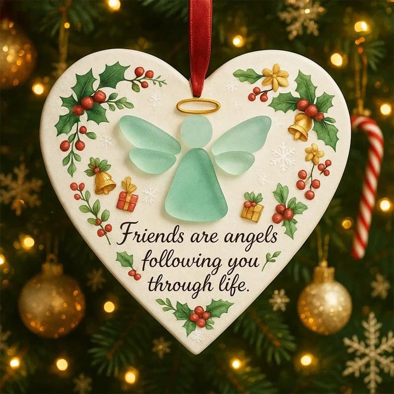 Cilifer®⏳LAST DAY SALE 49% OFF!⏰Heart-Shaped Sea Glass Angel Friendship Ornament✨ Shaped by Nature & Crafted by Hand
