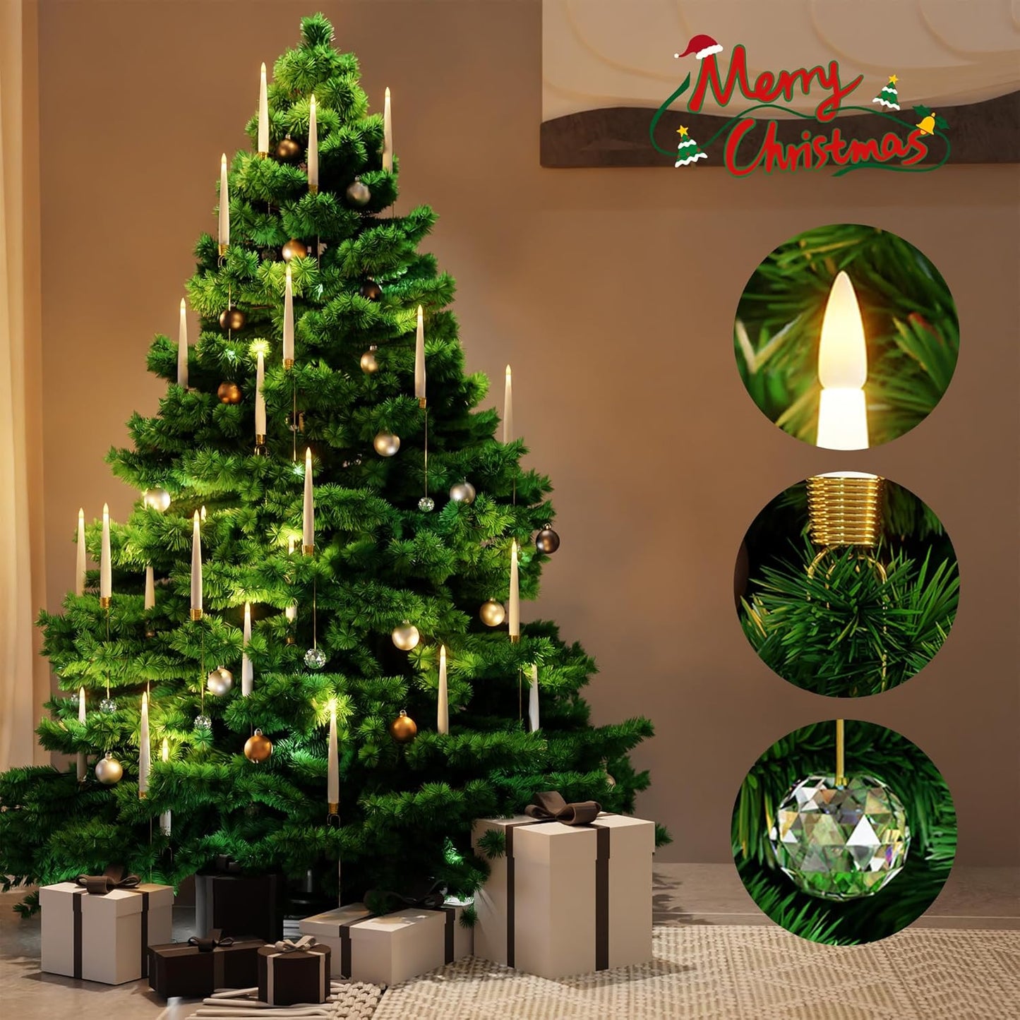 CZTICLE®🎄Christmas Tree Led Candles with Clear Crystal Ball Hook