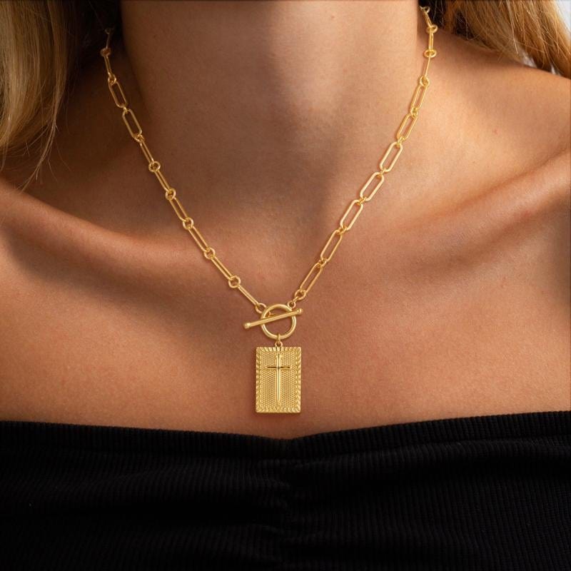 Cilifer®✝️ Cross Pendant Paperclip Chain Necklace. Unisex. Waterproof and Sweat-Resistant