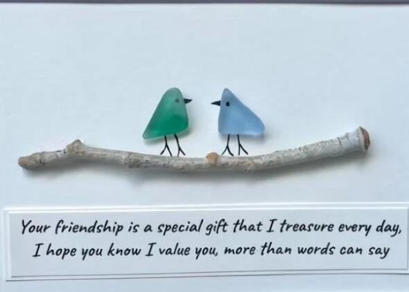 Cilifer®Handmade Friendship With Birds Sea Glass Framed Art