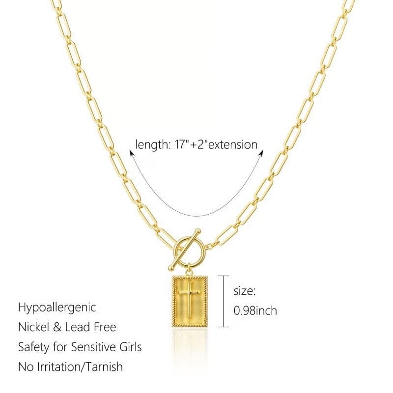 Cilifer®✝️ Cross Pendant Paperclip Chain Necklace. Unisex. Waterproof and Sweat-Resistant