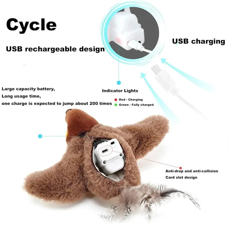 CZTICLE®Interactive Flapping Bird Toy for Cats – Touch-Activated with Catnip & USB Rechargeable