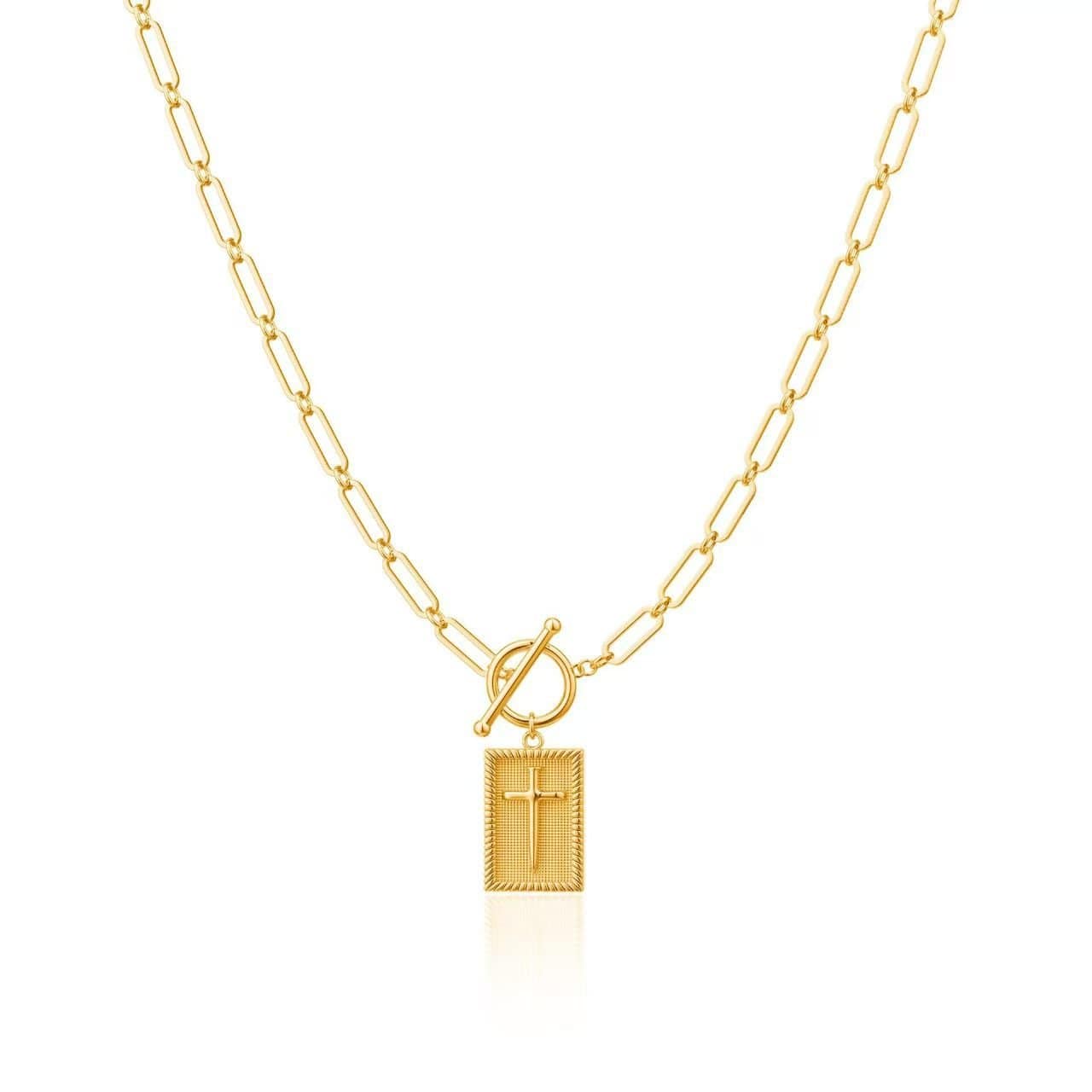 Cilifer®✝️ Cross Pendant Paperclip Chain Necklace. Unisex. Waterproof and Sweat-Resistant