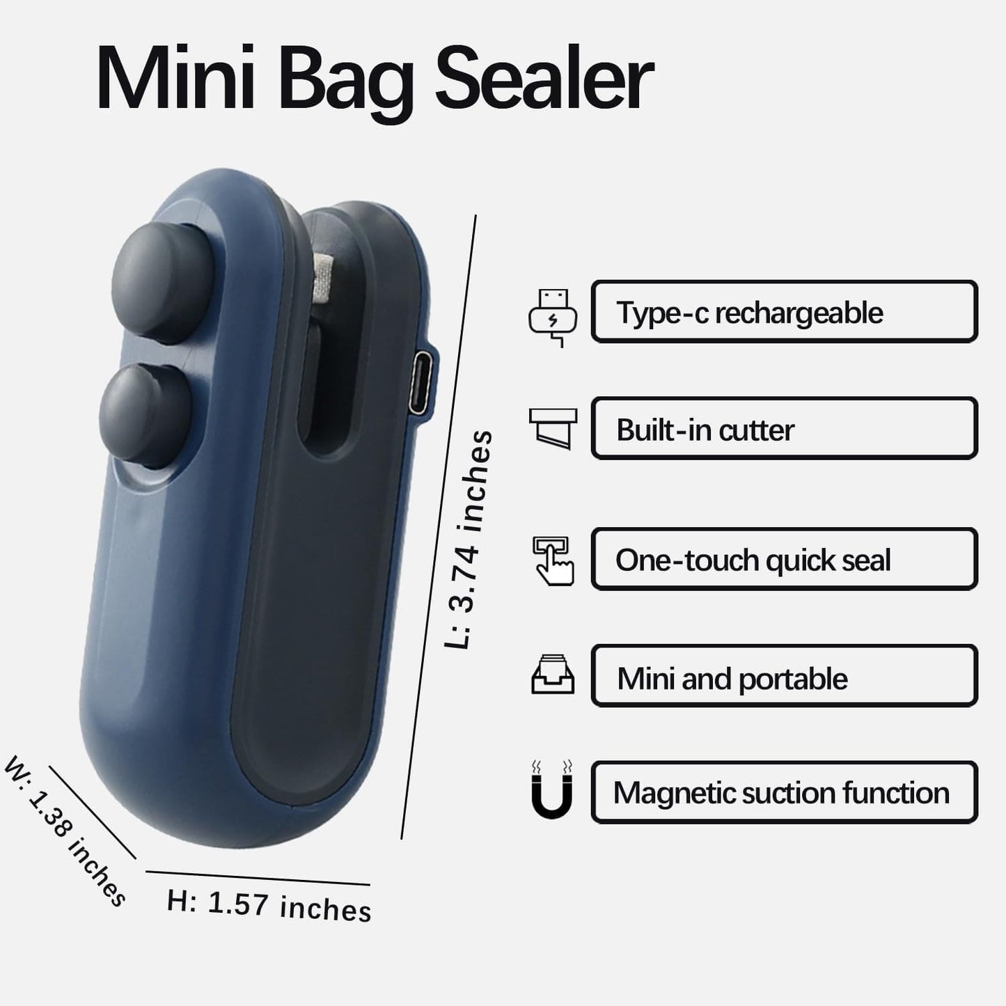 Cilifer®Mini Sealer Small Household Hand Pressure Sealer Portable Snack Plastic Bag Heat Sealing Machine