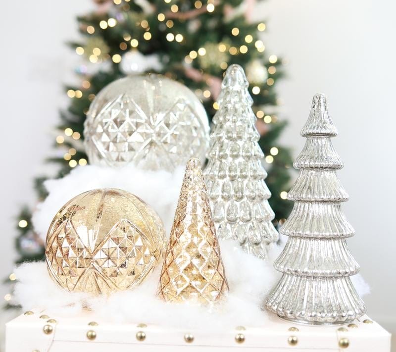 Cilifer®BFF Collection Set of 5 Illuminated Mercury Glass Trees