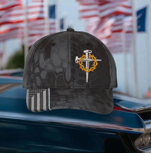 CZTICLE®Jesus Cross with 2 Nails & Thorns Embroidered Adjustable Hat