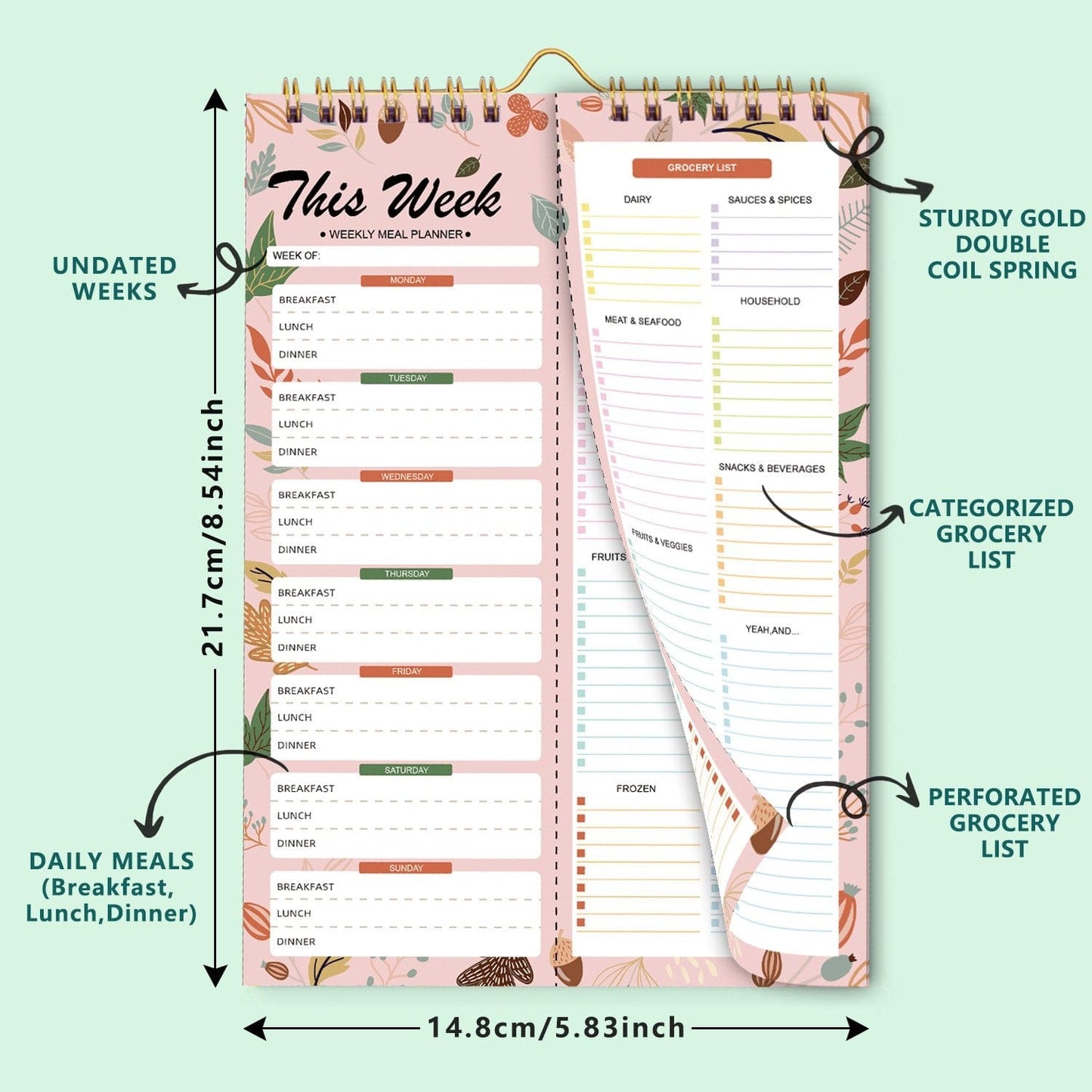 Cilifer®Handmade Bound Weekly Detachable Diet Plan Sheet