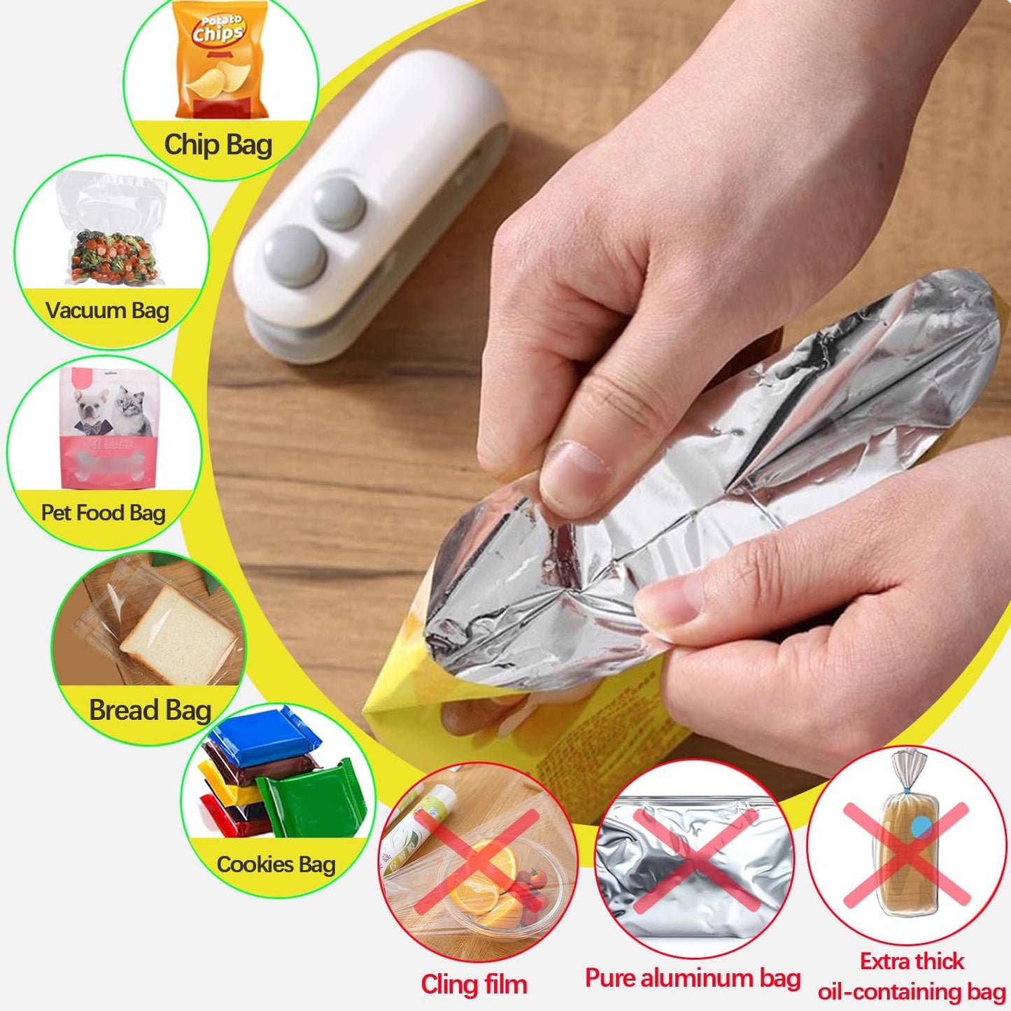 Cilifer®Mini Sealer Small Household Hand Pressure Sealer Portable Snack Plastic Bag Heat Sealing Machine