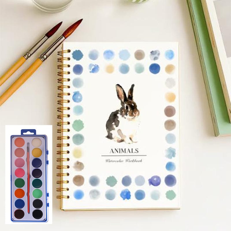 Cilifer®🎁Early Xmas Sales - 50% OFF🎅Watercolor Workbook for Beginners with 16 Colors Paint