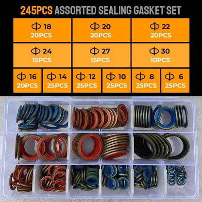 Cilifer®100pcs/ 245pcs Assorted Sealing Gasket Set 01