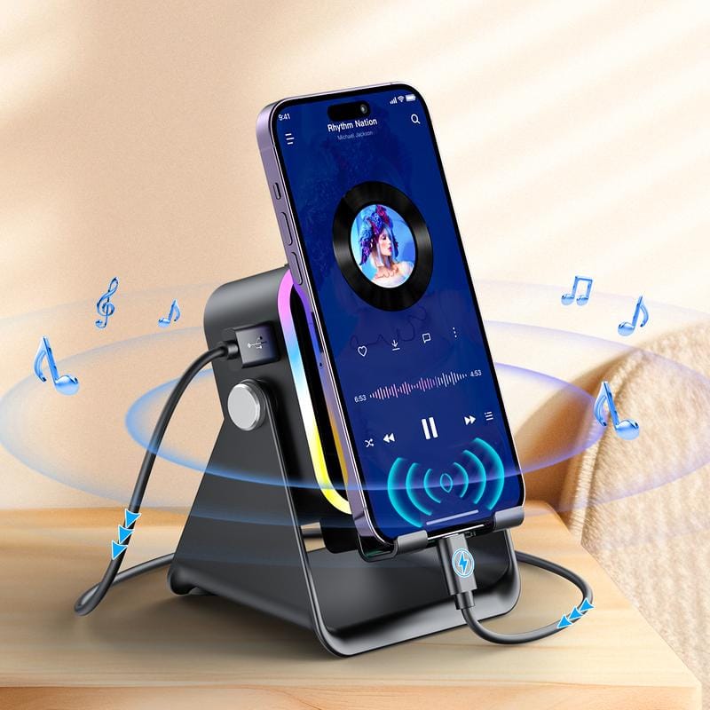 Cilifer® 5-in-1 Wireless Induction Bluetooth Speaker with Adjustable Phone Stand