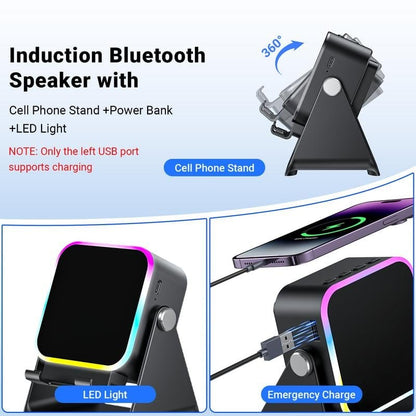 Cilifer® 5-in-1 Wireless Induction Bluetooth Speaker with Adjustable Phone Stand