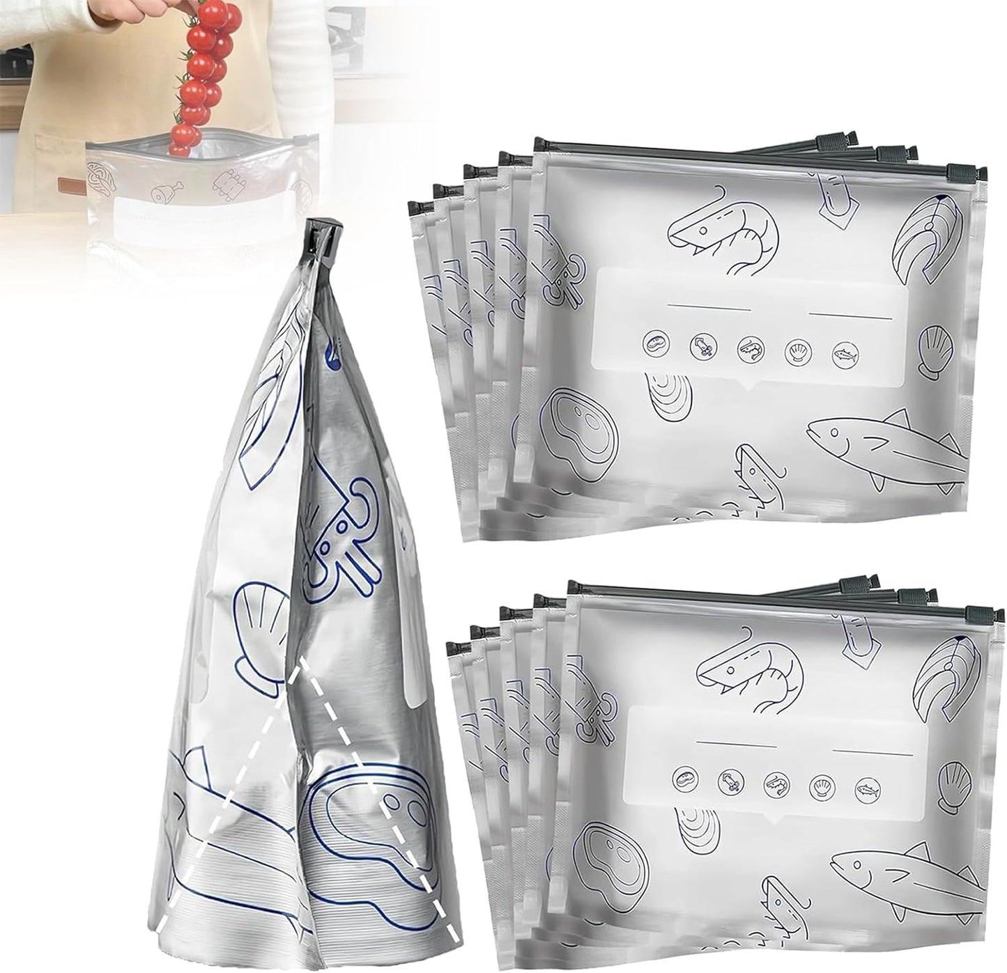 Cilifer®WReusable Aluminum Foil Freshness Seal Bags – Your Kitchen's New Best Friend!