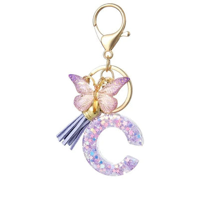 Cilifer®Butterfly Letter Keychain Tassel Design Vibrant Durable Lightweight Gift