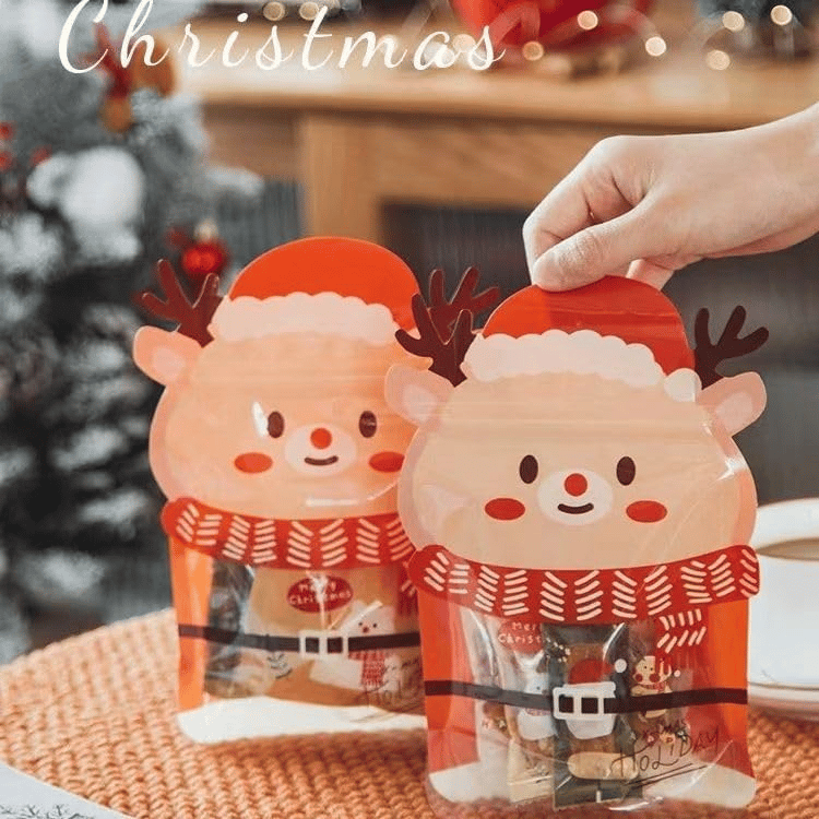 Cilifer®Christmas Treat Bags. Kids Xmas Sealable Bags With Handle 10 PCS