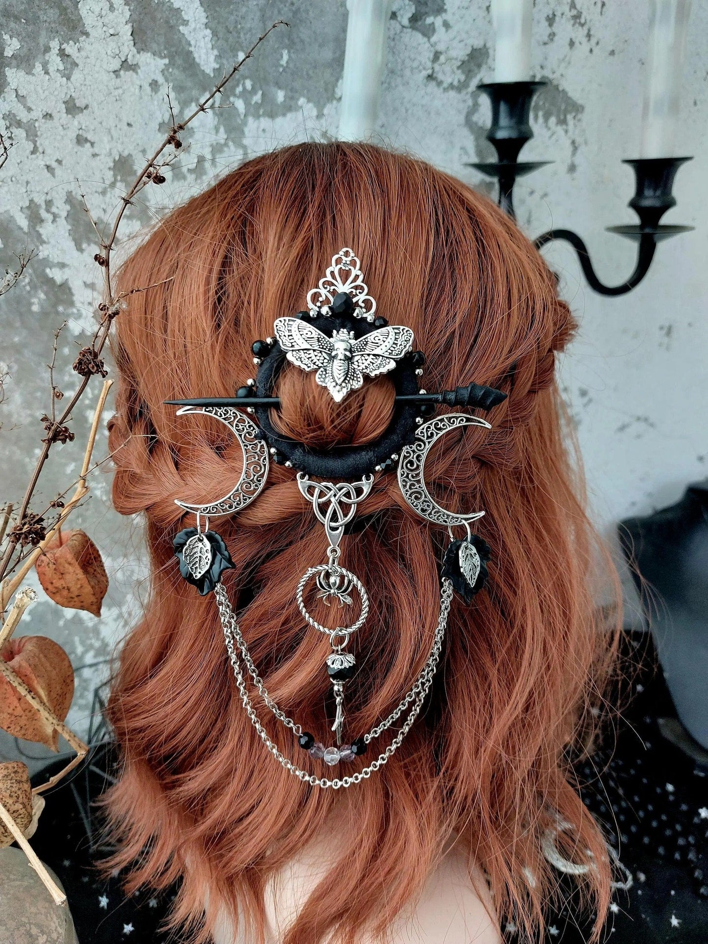 CZTICLE®🔥LAST DAY 50% OFF🧙‍♀️Handmade Goddess of the Night Witchy Hair Pin