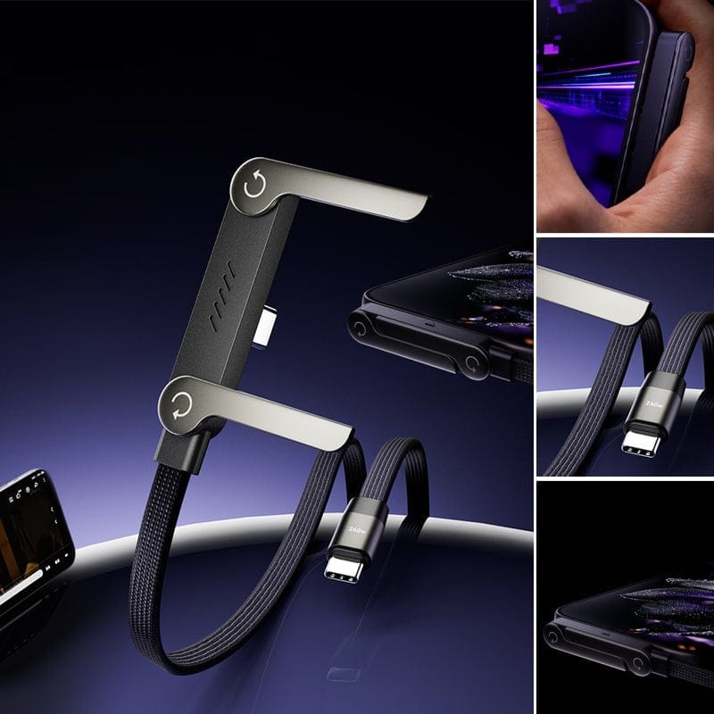 Cilifer® 2-i-1 Snabbladdningskabel med Dold Mobilhållare – 240W SuperCharge