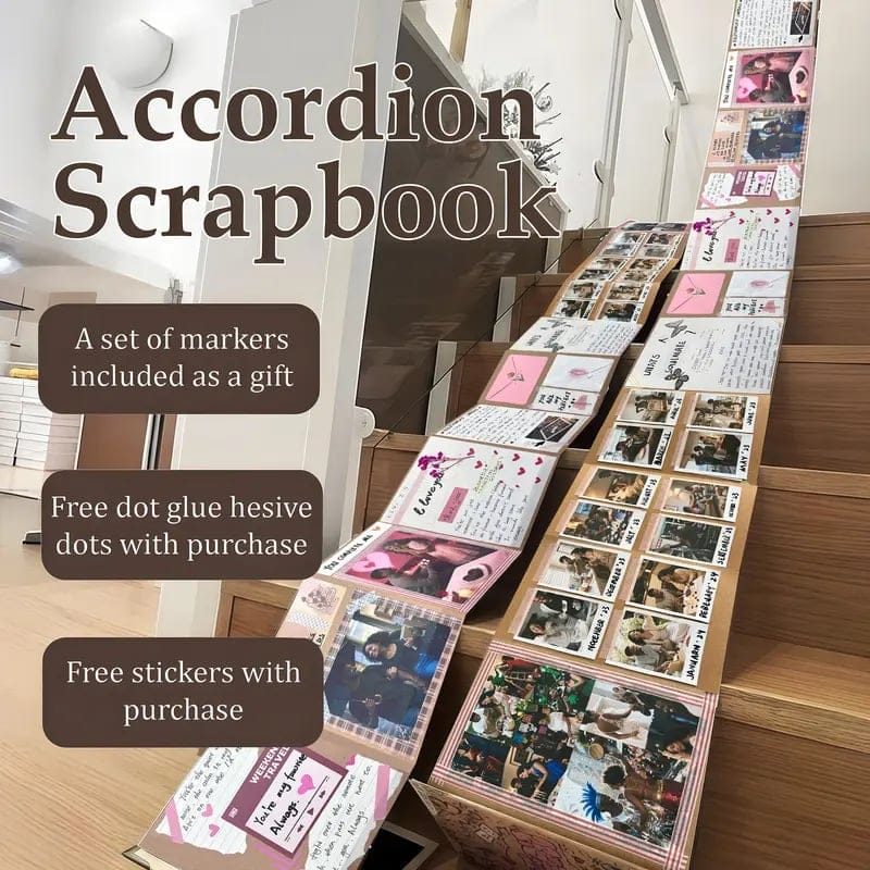 Cilifer®The Memory Keeper: 230 cm Accordion Scrapbook Album📚