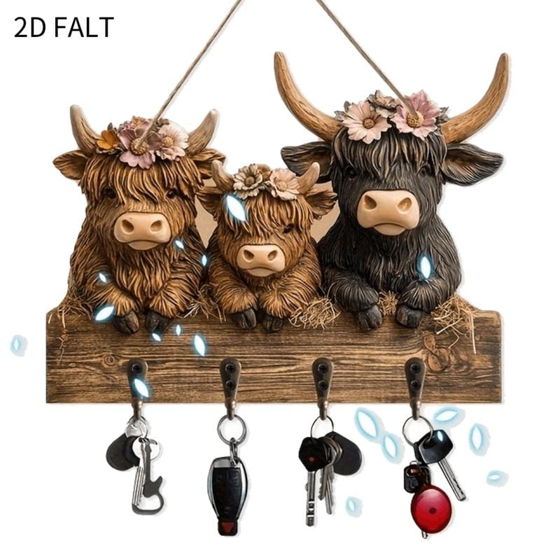 Cilifer®Rustic Highland Cow Wooden Hanging Ornament