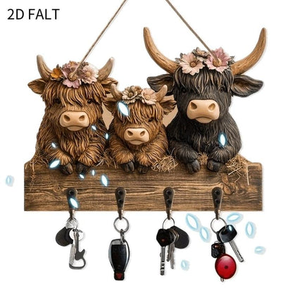 Cilifer®Rustic Highland Cow Wooden Hanging Ornament