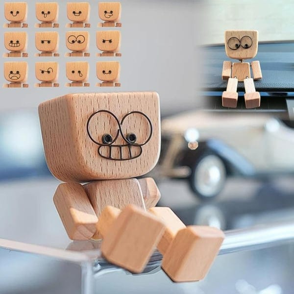 Cilifer®Charming Little Wooden Figure That Sways with 12PCS Magnetic Expressions