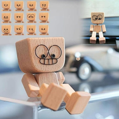 Cilifer®Charming Little Wooden Figure That Sways with 12PCS Magnetic Expressions