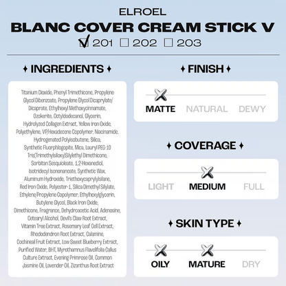LUHAKA® Cream Stick V White Korean Color-Changing Foundation Stick with Volufiline