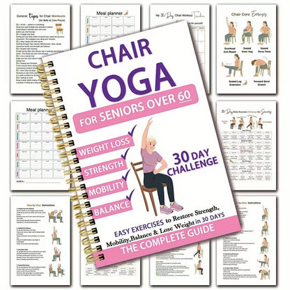 Cilifer®30-Day Chair Yoga Weight Loss Spiral Notebook & Exercise Guide