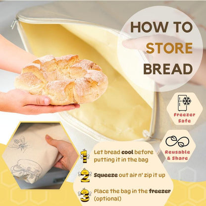 Cilifer®Wide Zipper Access Cotton & Beeswax Bread Bags for Sourdough