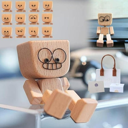 Cilifer®Charming Little Wooden Figure That Sways with 12PCS Magnetic Expressions