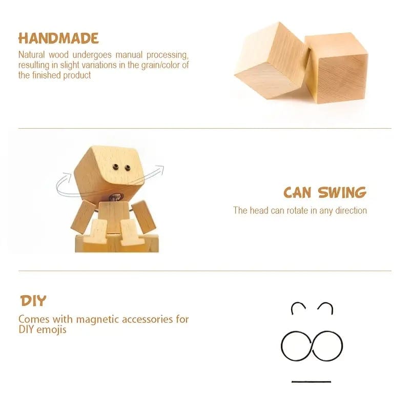 CZTICLE®Handmade Shaking Feet Wooden Doll - Sways with 12PCS Magnetic Expressions