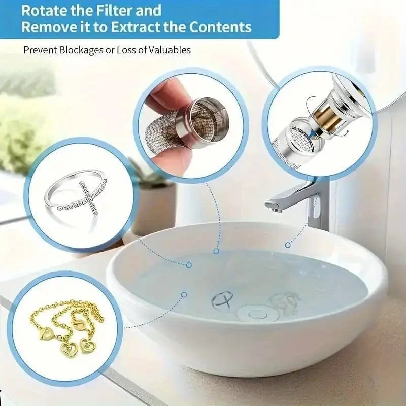 Cilifer® Bathroom Sink Stopper Hair Catcher. Universal Pop Up Sink Drain Filter with Stainless Steel Filter Basket. Bathroom Sink Drain Strainer
