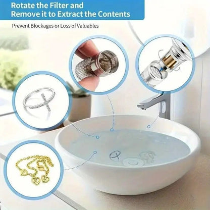 Cilifer® Bathroom Sink Stopper Hair Catcher. Universal Pop Up Sink Drain Filter with Stainless Steel Filter Basket. Bathroom Sink Drain Strainer