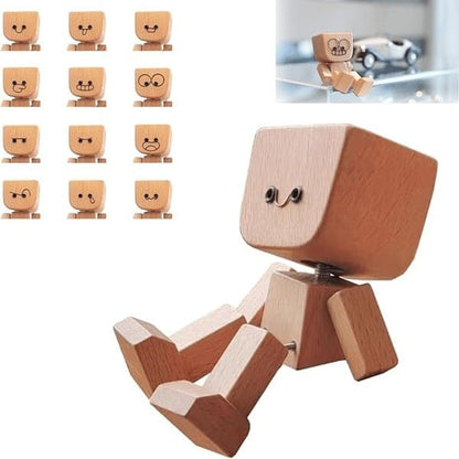 Cilifer®Charming Little Wooden Figure That Sways with 12PCS Magnetic Expressions