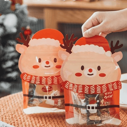 Cilifer®Christmas Treat Bags. Kids Xmas Sealable Bags With Handle 10 PCS