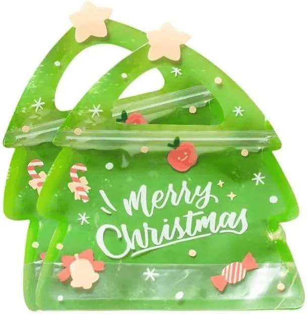 Cilifer®Christmas Treat Bags. Kids Xmas Sealable Bags With Handle 10 PCS