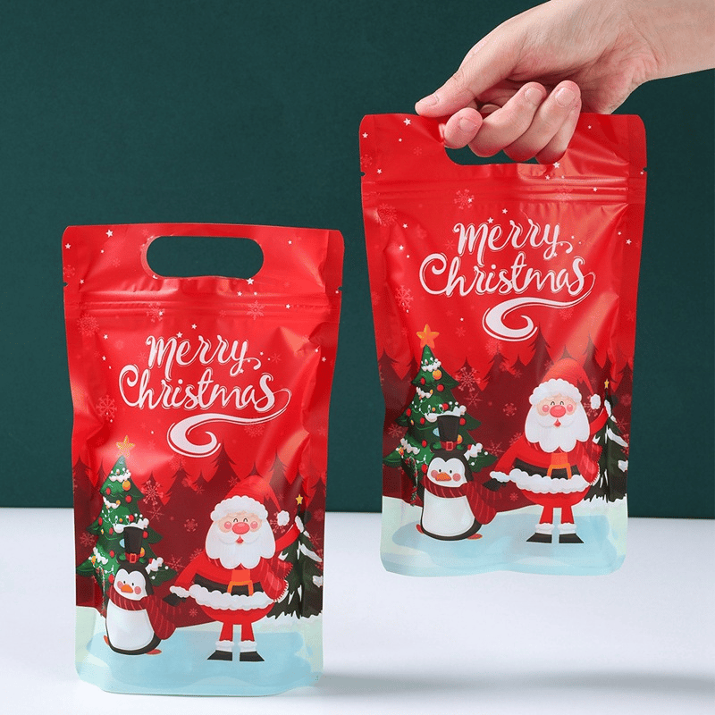 Cilifer®Christmas Treat Bags. Kids Xmas Sealable Bags With Handle 10 PCS