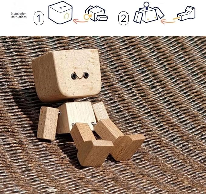 CZTICLE®Handmade Shaking Feet Wooden Doll - Sways with 12PCS Magnetic Expressions