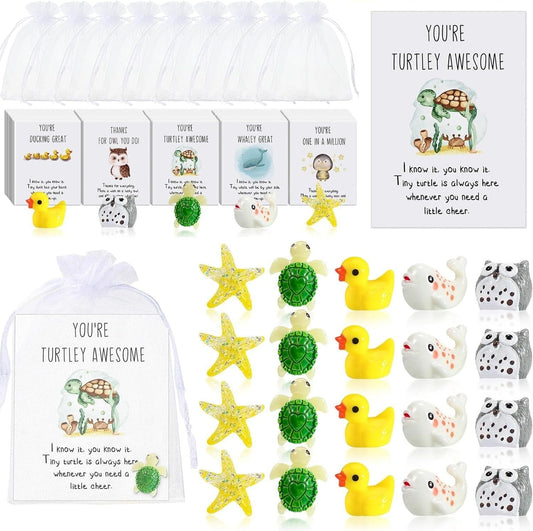 Cilifer®20 Sets Employee Appreciation Gifts – Funny Resin Animals with Thank You Cards (60 Pieces)