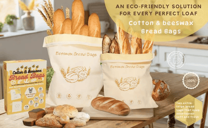 Cilifer®Wide Zipper Access Cotton & Beeswax Bread Bags for Sourdough