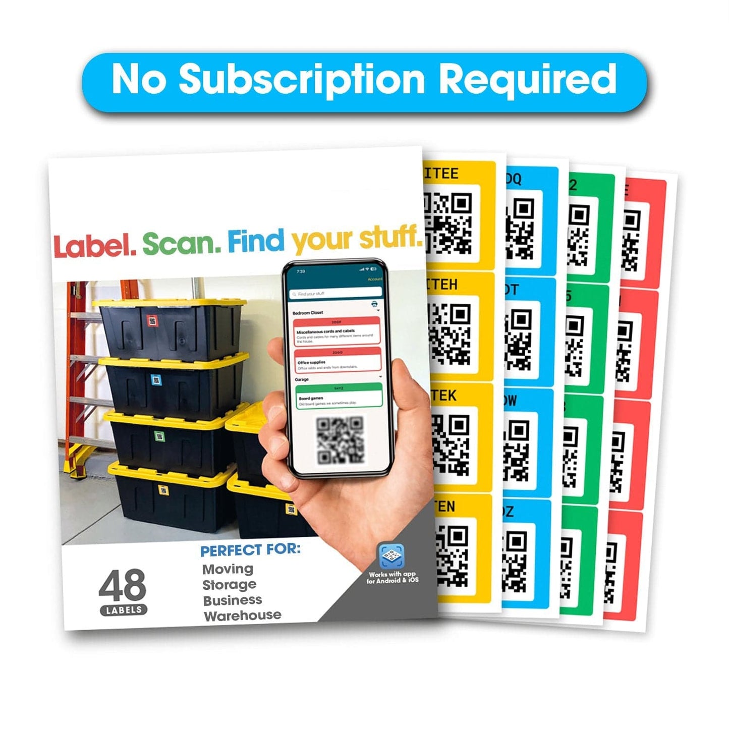 Cilifer®Original Color-Coded Scannable QR Labels (48 Pack)