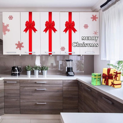 Cilifer®Red Christmas Cabinet Ribbons Bows Large Red Bow Christmas Door Kitchen Cabinet Ribbon Bows Locker for Xmas Holidays Party Decorations Supplies